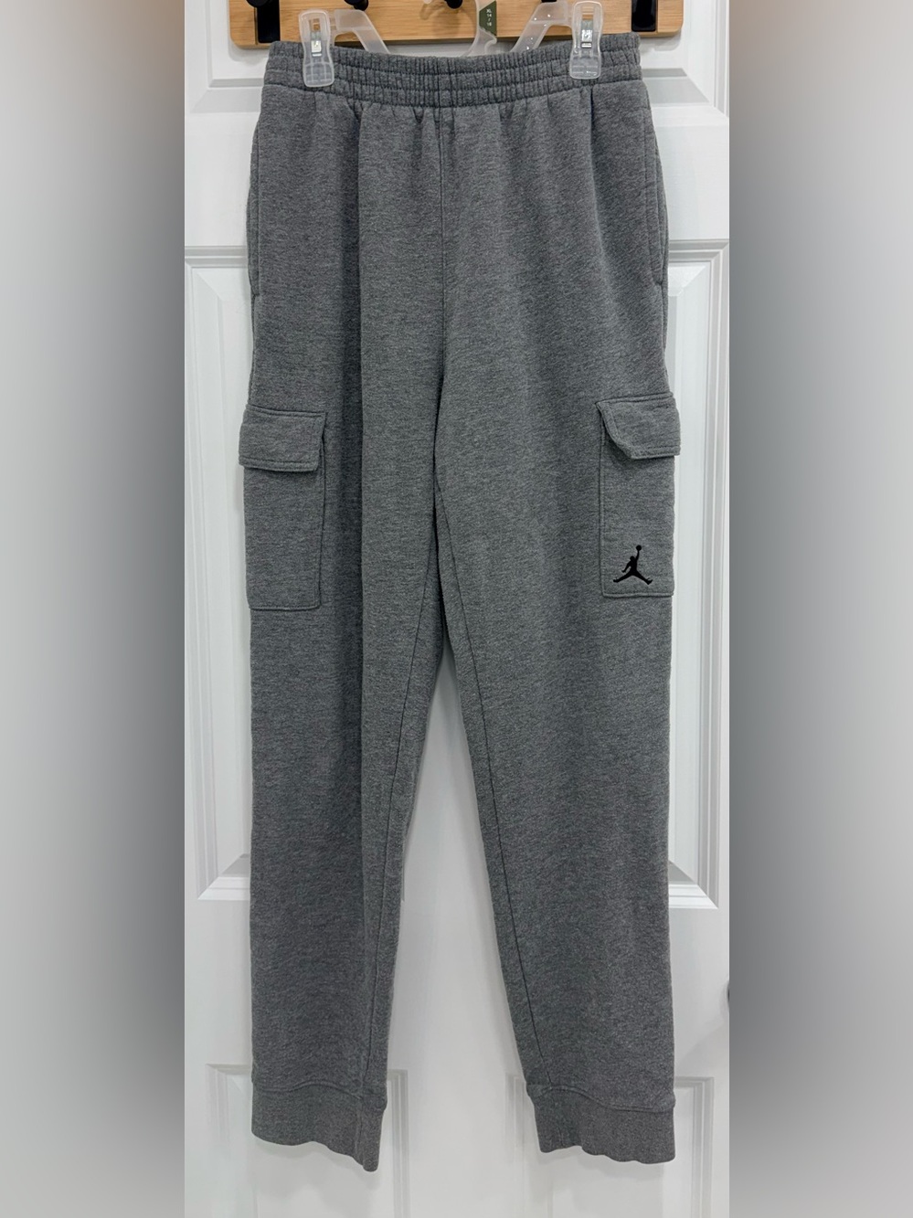 Jordan Big Boys Gray Cargo Joggers with Jumpman Logo